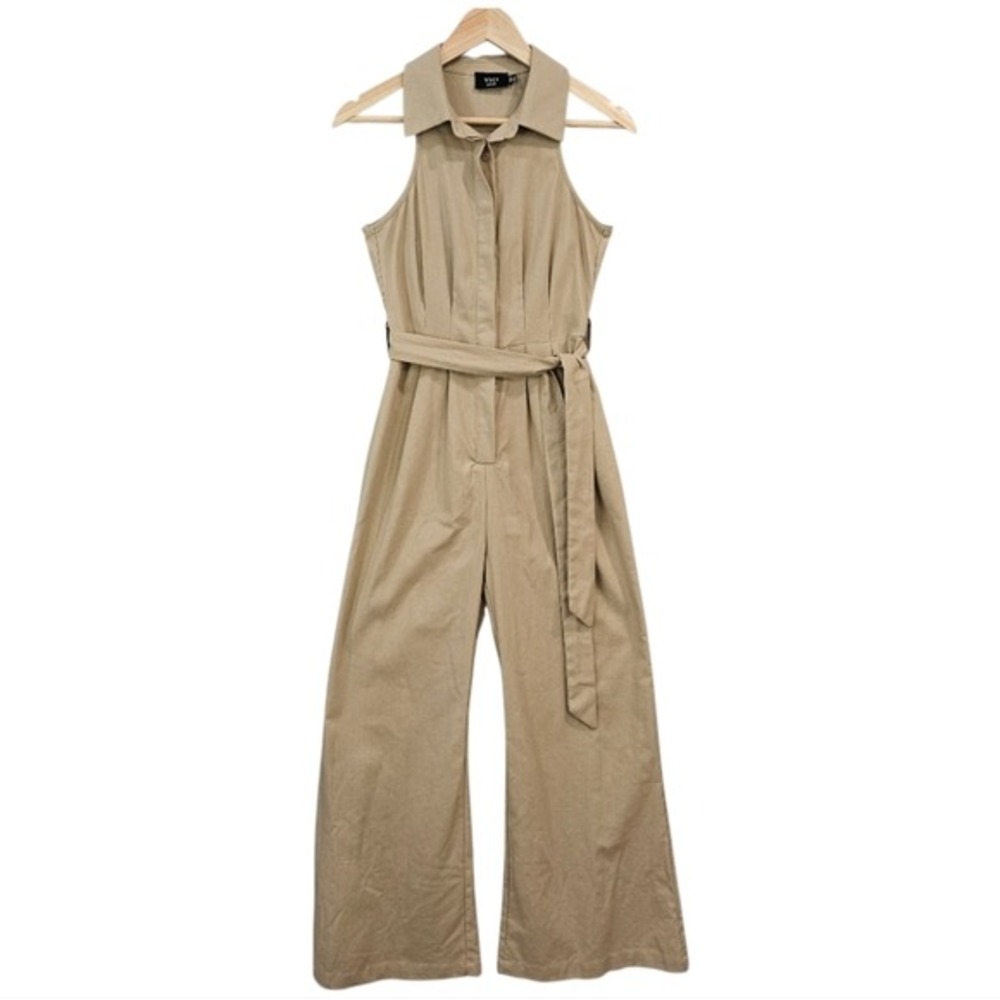 VICI Linen Blend Jumpsuit Sleeveless Minimalist Resort Vacation Beachy Classic‎